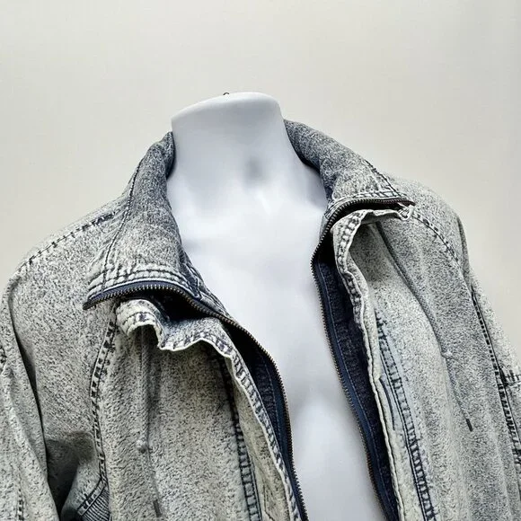 Vintage Acid Wash Denim Jacket East West by The Panda Group Oversized Sz Medium - Picture 4 of 16
